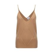 Geruite Gebreide Tanktop Burberry , Beige , Dames