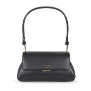 Fijnkorrelige Leren Schoudertas Zwart Kate Spade , Black , Dames