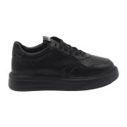 Zwarte Leren Lage Sneakers Exton , Black , Heren