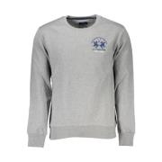 Katoenen Crewneck Sweatshirt met Borduurwerk La Martina , Gray , Heren