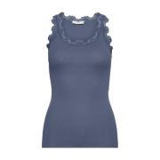 Zijden Kant Mouwloze Top Rosemunde , Blue , Dames