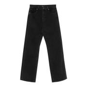 Hoge taille denim broek, rechte pijp pasvorm 7 For All Mankind , Black...