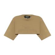 Korte loszittende t-shirt Dsquared2 , Beige , Dames