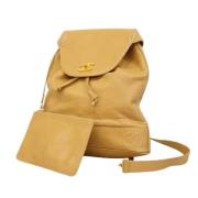 Pre-owned Leather backpacks Chanel Vintage , Beige , Dames