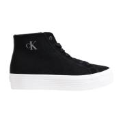 Zwarte Leren Sneakers met Rubberen Zool Calvin Klein Jeans , Black , D...