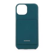 Blauw Leren iPhone 15 Hoesje Jil Sander , Blue , Dames