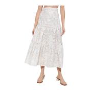 Maxi Rok met Geborduurde Bloemen Ixiah , White , Dames