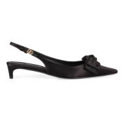 Zijden slingback pumps met strikdetail Dolce & Gabbana , Black , Dames