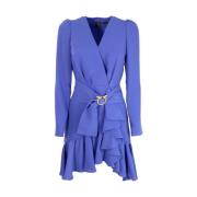 Vloeibare microcrepe jurk met metalen gesp Pinko , Blue , Dames