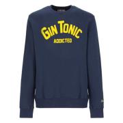 Blauwe Katoenen Trui met Gin Tonic Print Saint Barth , Blue , Heren