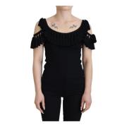 Geribbelde tanktop met kwast - Zwart Dolce & Gabbana , Black , Dames