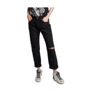 Zwarte Regular Fit Distressed Jeans One Teaspoon , Black , Dames