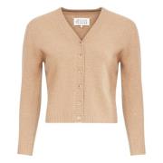 Beige Wol V-hals Vest Maison Margiela , Beige , Dames