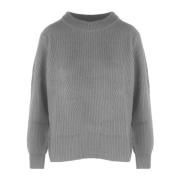 Grijze Cashmere Crew-Neck Sweater met Borduurwerk Malo , Gray , Dames