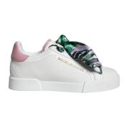 Witte Roze Logo Lage Sneakers Dolce & Gabbana , White , Dames