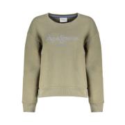 Groene Katoenen Sweatshirt met Logoprint Pepe Jeans , Green , Dames