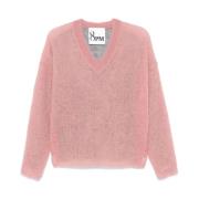 Mohair Blend V-Neck Sweater 8PM , Pink , Dames