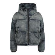 Denim gewatteerde jas met capuchon Diesel , Blue , Dames