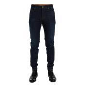 Slim Fit Jeans Blauwe Wassing Frankie Morello , Blue , Heren