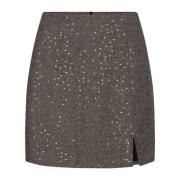 Zwarte Pailletten Mini Rok met Split Ydence , Gray , Dames