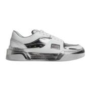 Zilveren leren lage sneakers Dolce & Gabbana , White , Dames