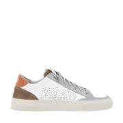 Witte Leren Color Block Sneakers P448 , White , Heren