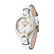 Gouden Roestvrijstalen Analoge Horloge met Leren Band Timberland , Whi...