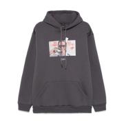 Grafische Print Hoodie met Veters Throwback , Gray , Heren