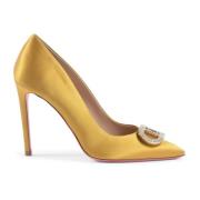 Gele Satijnen Kristal Logo Pumps Dee Ocleppo , Yellow , Dames