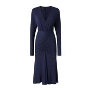 Blauwe Modal V-Hals Jurk Pinko , Blue , Dames