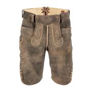 Klassieke Lederhose van Geitenleer met Hertshoornknopen Meindl , Brown...