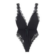 Zijden Kant Lingerie Set Hooggesneden Dolce & Gabbana , Black , Dames