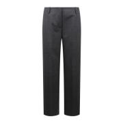 Flanellen Stretch Broek Recht Model Tory Burch , Gray , Dames