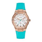 Roze Goud Siliconen Multifunctioneel Horloge Guess , Blue , Dames