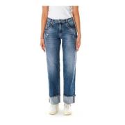 Straight Fit Mid Waist Jeans Le Temps Des Cerises , Blue , Dames