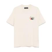 Grafisch Logo Beige Katoenen T-shirt Amiri , White , Heren