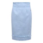 Tweed Rok met Logo Dolce & Gabbana , Blue , Dames