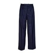 Wijde wollen broek, hoge taille Briglia , Blue , Dames