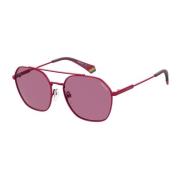 Stalen Frame Roze Glas Zonnebril Polaroid , Pink , Unisex