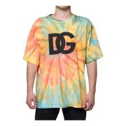 Kleurrijk Logo Crew Neck T-Shirt Dolce & Gabbana , Multicolor , Heren