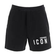 Katoen Logo Bermuda Shorts Dsquared2 , Black , Heren