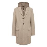 Wollen jas met capuchon-bib Boggi Milano , Beige , Heren