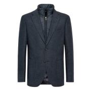 Diagonal Wool Blazer met Afneembare Bijzet Boggi Milano , Blue , Heren