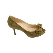 Pre-owned Suede heels Christian Louboutin Pre-owned , Green , Dames