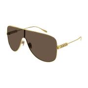 Bruine Lens Gouden Montuur Zonnebril Gg1436S Gucci , Yellow , Dames