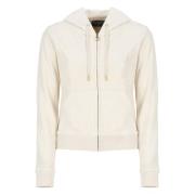 Ivoor Katoenen Hoodie met Logo Rits Juicy Couture , Beige , Dames