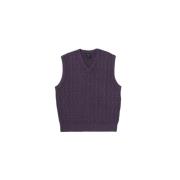 Jacquard Overdyed Vest in Paars HUF , Purple , Heren