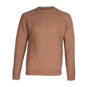 Wollen Ribbel Crewneck Trui Irish Crone , Brown , Heren