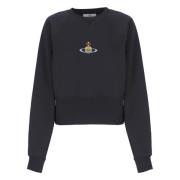 Blauwe Cropped Sweatshirt met Orb Borduurwerk Vivienne Westwood , Blue...