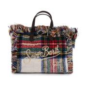 Rode wollen tartan handtas met franjes MC2 Saint Barth , Multicolor , ...